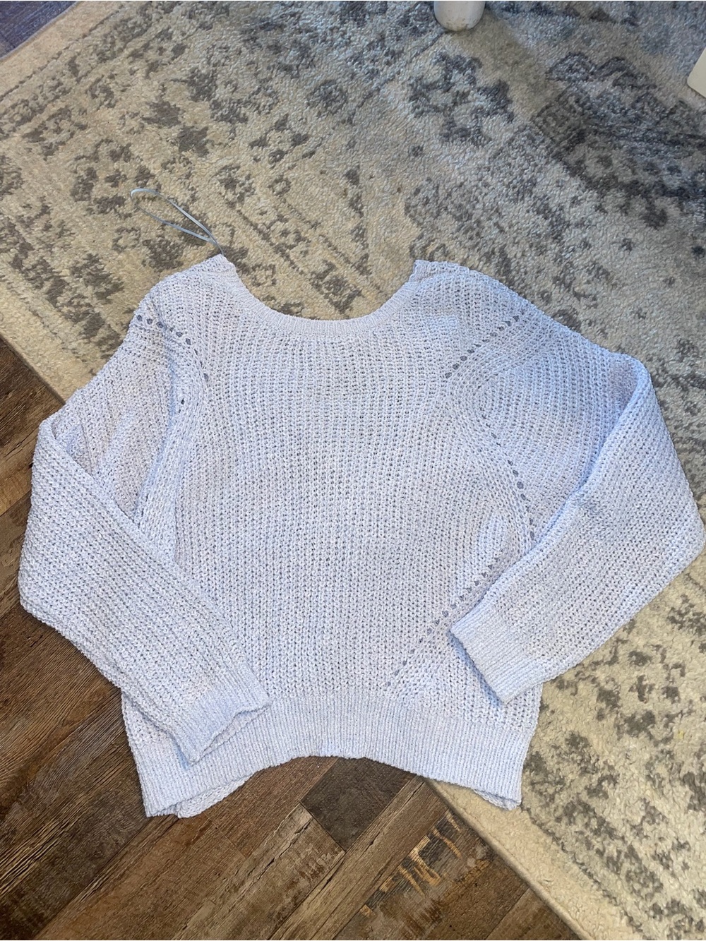 Light Blue Women's Knit Sweater - Casual Pullover